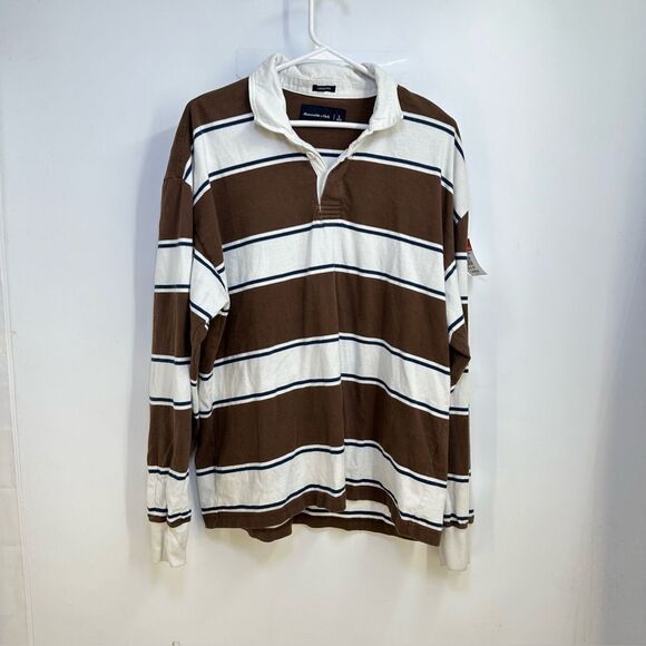 Abercrombie & Fitch Mens'  Y2K Size Large Striped Rugby Shirtl - Picture 1 of 5